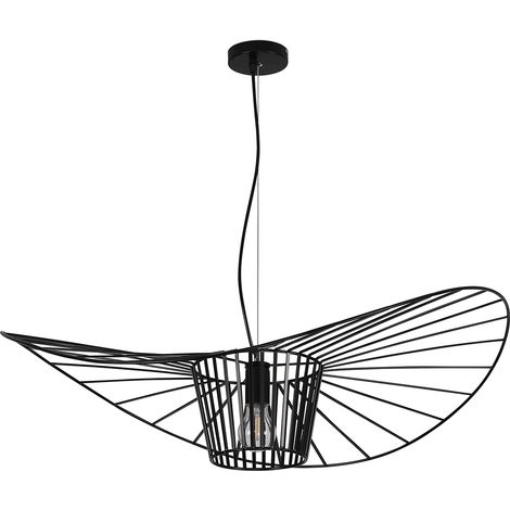 Privatefloor – Lampe suspendue design 80cm – Abat-jour noir – Câble réglable 130cm – Pour plafonds hauts (1/5)