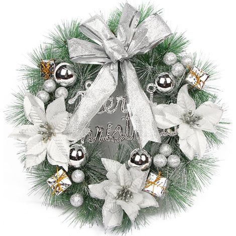 Guirlande De Noël - Couronne Ronde En PVC Écologique - Décoration Porte Mur Intérieur Extérieur - 30 Cm - 1 Pièce (1/5)