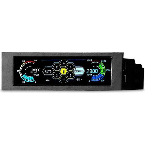 Lüfterdrehzahlregler mit 5 Stufen, 5,25-Zoll-LCD-Touchscreen, Temperaturregler für Computerkühlung, Temperaturanzeige an der Vorderseite (1/5)
