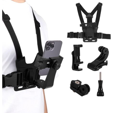 1 Harnais De Poitrine Support Téléphone ABS Nylon Réglable 4-5,5 Pouces Sport Plein Air (1/5)
