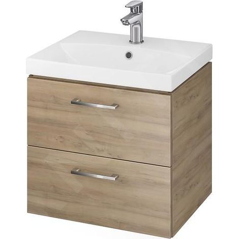 Cersanit Lara - Meuble avec lavabo, 46x49x40 cm, 2 tiroirs, noyer S801-155-DSM (1/3)