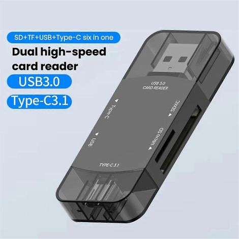 Lecteur de cartes SD OTG 6 en 1, adaptateur USB Type-C 3.1 vers USB A (1/5)