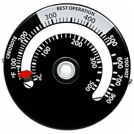 Thermometre Magnetique Pour Poele A Bois, Ventilateur De Cheminee, Thermometre Avec Sonde, Compteur De Temperature De Four A Barbecue A Haute Sensibilite Domestique, Noir (1/5)