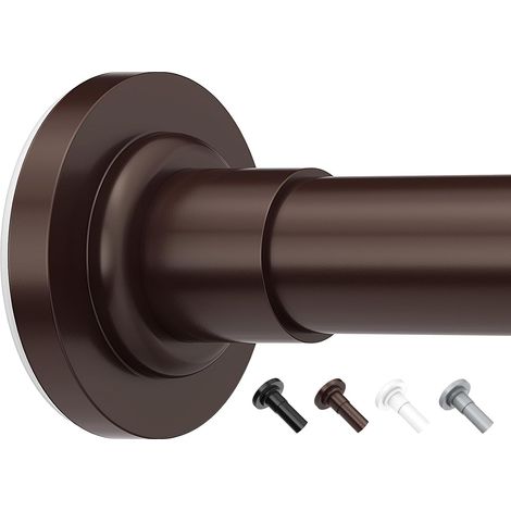 Tringle à rideaux extensible de 48 à 226 cm, tringle à rideau télescopique pour salle de bain ou fenêtre, sans perçage, antidérapante, anti-rouille, bronze (1/5)