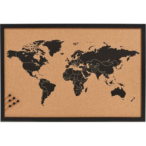 Korktafel für Notizen World, braun, 60x40 cm, ZELLER