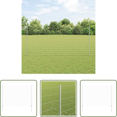 Clôture en acier - Clôture avec poteau Argenté 1,6 x 10 m Acier (1/5)