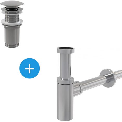 Alca Set piletta Push-Open, attacco 5/4', per lavabo con troppopieno + sifone, cromato (AlcaSetChrome)