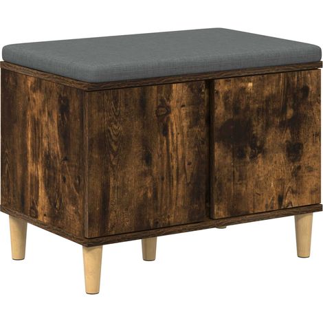Hall Bench with Cushion with Storage Smoked Oak 60 x 38 x 46 cm vidaXL