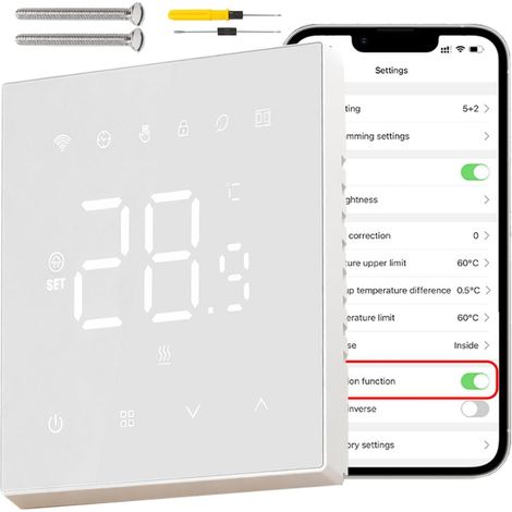 Smart Thermostat de Chauffage au Sol, Compatible avec Le Chauffage de l'eau, programmateur Wi-FI, LED, Compatible avec pour , pour Tuya Smart Life et pour . (1/5)
