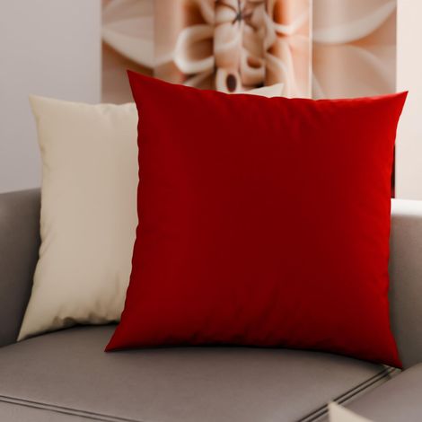 Lot de 2 Taies d'oreiller de Lit 35x35 cm, Housses de Coussin Unies Double Face Ivoire et Bordeaux, Taie Oreiller 100% Microfibre, Fabriqué en Italie (1/3)