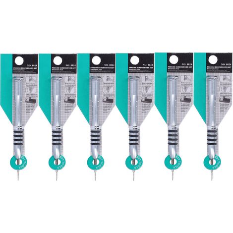 6 Pièces Tournevis à Fente Outil de Réparation 25mm pour Électronique avec Joint en Caoutchouc (1/5)