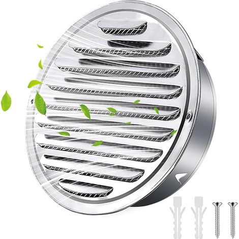 160mm Round Stainless Steel Air Vent Grille with Screws and Plugs (1/5)