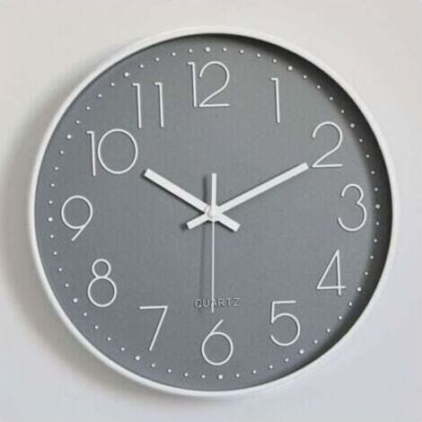 Moderne geräuschlose Wanduhr ohne Ticken, geräuschlose Pendel-Wanduhr für Schlafzimmer, Küche, Wohnzimmer - Grau-30 CM (1/4)