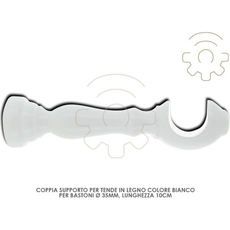 SUPPORTO LEGNO P/BASTONE BIANCO 10 CM 2 PZ (1/2)