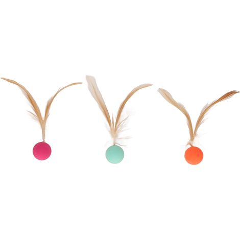 Cat Teaser Ball, Cat Toys Balls 3pcs Boule Gonflable Interactive Interactive Soft Flexible Toys Feather pour Chaton Chats Petits Chiens Chiots Dogies (1/5)