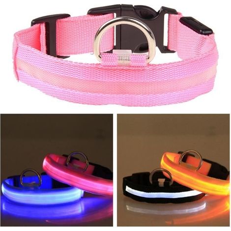 Collier de chien lumineux LED -  - Rose - Taille 45,5x2,5 cm - Rechargeable USB - Résistant aux intempéries