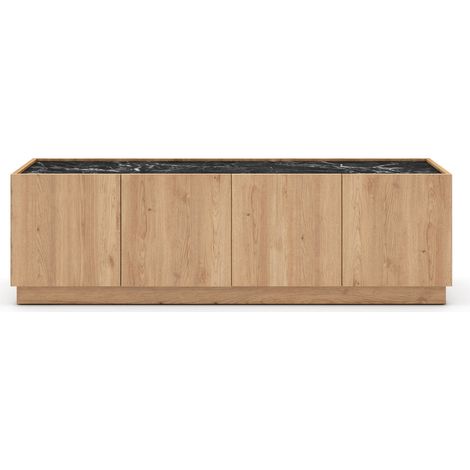 AUREN - Meuble TV 160 cm en mélamine - Chêne clair