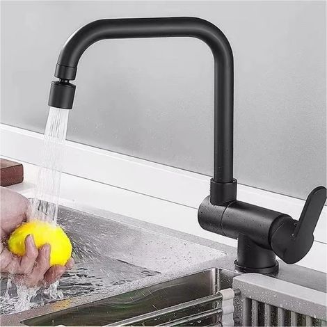 304 Stainless Steel Folding Hot and Cold Water Faucet for Kitchens, Suitable for Household Sinks and Dishwashers - Black Dual-Function Model