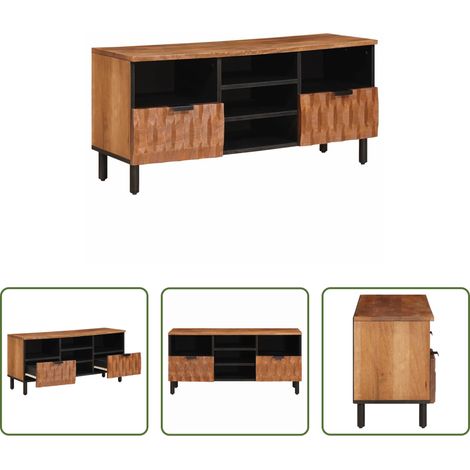 Rangement salon - Meuble TV avec tiroir Finition Acacia Brun 100 x 33 x 46 cm (1/5)