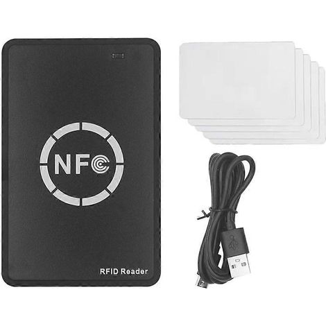 Lecteur/graveur de puces RFID NFC + 5 cartes UID 125K 13,56M Copieur de cartes RFID Duplicateur d'étiquettes Clonage d'identification Carte à puce IC (1/5)