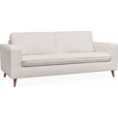 Canapé lit 3 places avec matelas 12cm d'épaisseur. fabriqué en France Polyester Ivoire (1/5)