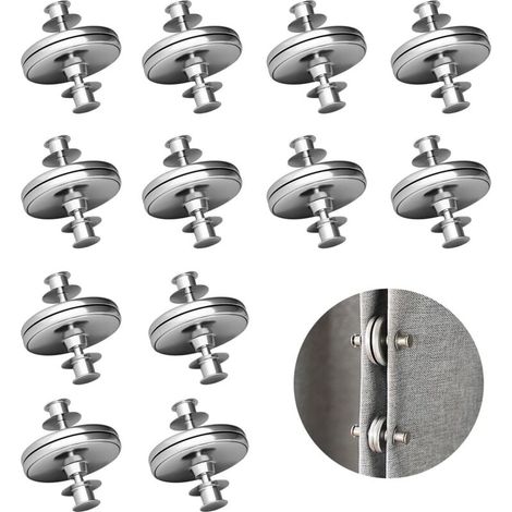 12 paires de boucles de rideaux magnétiques, boucles de fixation magnétiques rondes, adaptées aux rideaux de douche, à la maison, aux rideaux d'hôtel 15 mm