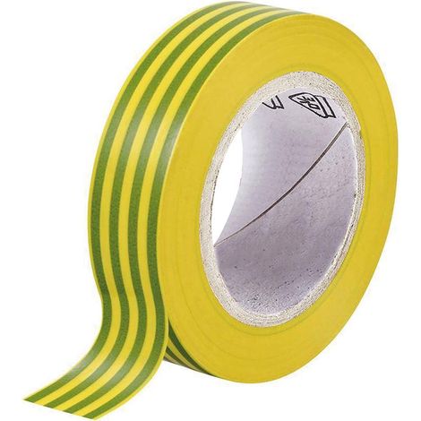 Ruban adhésif isolant PVC 15 mm x 10 m jaune-vert MICHAUD BR404 (1/2)