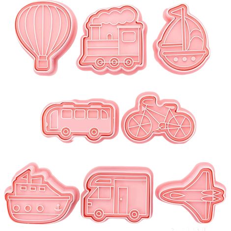 8 Pièces Emporte-pièce Véhicule, Plastique Résistant, Forme Transport, Pour Enfants, Pâtisserie Fête (1/5)