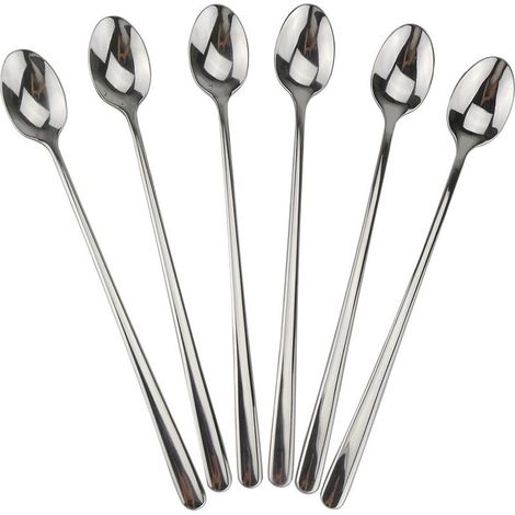 Langstieliger Löffel – Edelstahl 18/10 – 220 mm – Für Eistee, Kaffee, Cocktails, Milchshakes – 6er-Set (1/5)