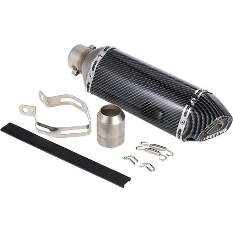 VURAHOME - 38-51mm Fibre de Carbone Couleur Petit Hexagone Oblique Queue Refit Silencieux d'échappement avec Ajustement pour Motos ATV Universel (Couleur Fibre de Carbone) (1/5)