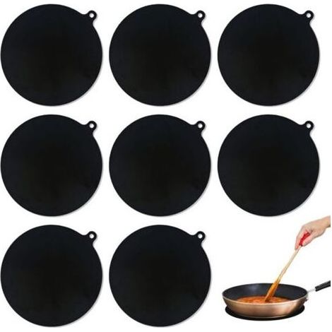 Pair 8 Pièces Tapis Rond Protection Plaque Induction Tapis Silicone Protection Plaque Induction Noir Tapis Plaque Induction 22 cm Résistant Chaleur Tapis de Protection pour Cuisinière à Induction (1/5)