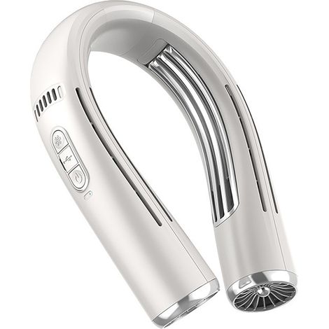Freihändiger, tragbarer Nackenventilator, USB-aufladbar, ideal für Camping und Reisen, aprikosenfarben. (1/2)