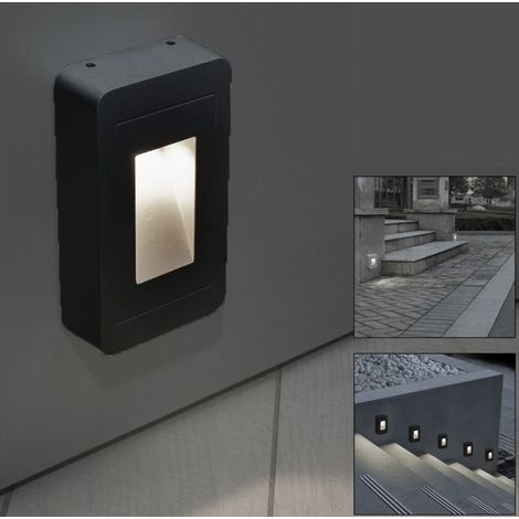 Faretto segnapassi esterno IP65 LED 12W scale giardino Nero Luce FREDDA 6500K (1/4)