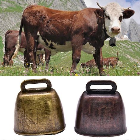 Lot de 3 cloches en cuivre pour animaux de ferme, cloches en bronze sonores pour bétail (1/4)