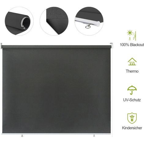 Swanew – Store enrouleur vertical 140 x 140 cm – Toile imperméable et résistante aux UV – Protection contre le vent – Pieds en acier robustes (1/4)