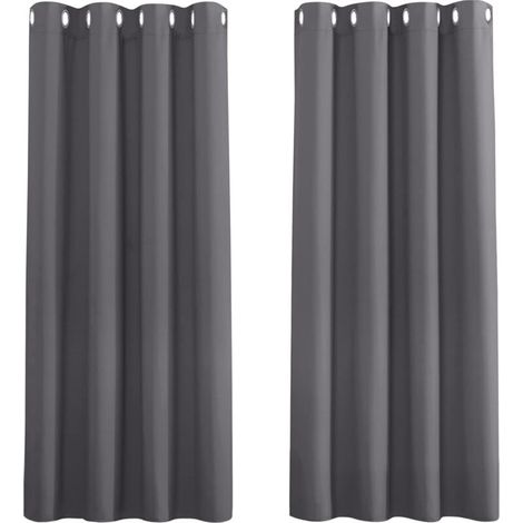 Rideau Opaque Extérieur/Intérieur avec Oeillets - Étanche pour Jardin, Patio, Balcon - 132x274cm Gris Foncé - 1 Panneau (1/5)