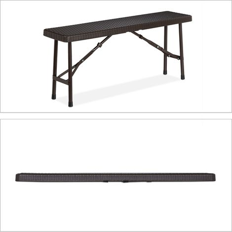 Set di 2 panche pieghevoli di design per esterni e giardino 180 x 30 x 45 cm comode in plastica marrone 130010184