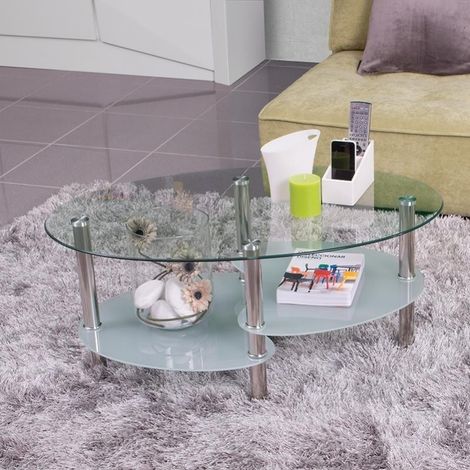 Mesa de centro AINARA tapa y revistero de cristal y pies de metal (1/5)