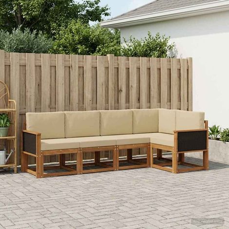 vidaXL Outdoor-Sofagarnitur 5 pcs Natur und Beige Polyester (1/5)