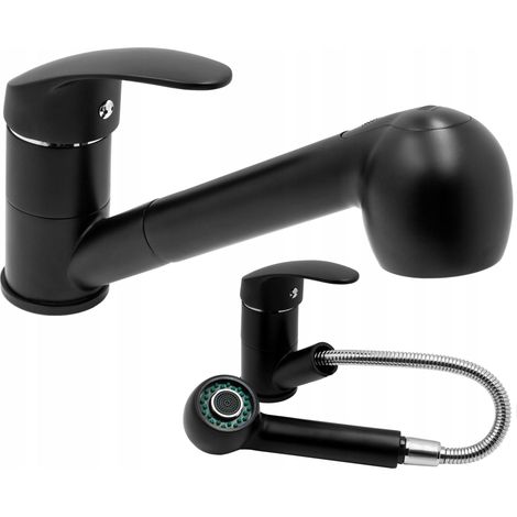 Mitigeur d'évier cuisine Granitan Hand Noir avec douchette extractible et bec pivotant (1/5)