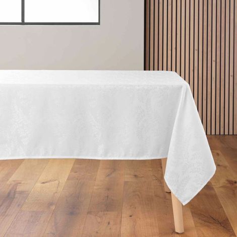 Nappe Jacquard Imprimé "Doriane" 140x240cm Blanc (1/4)