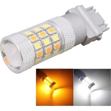 Ampoule LED T25 8W 420LM Blanc + Jaune 42 LED 2835 SMD pour feu stop et clignotant de voiture, 12V CC (1/4)