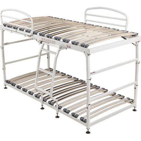 Lit superposé pliable hydraulique blanc 90x190cm – Structure en tube d'acier – Capacité 130kg – Pour espaces réduits – Aznar (1/4)