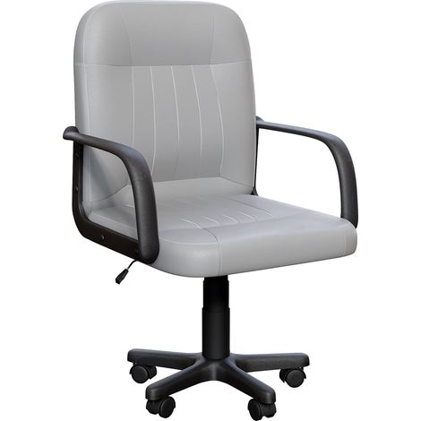 Morton Office Chair Faux Leather Adjustable Ergonomic Computer Desk Chair, Grey (1/5)