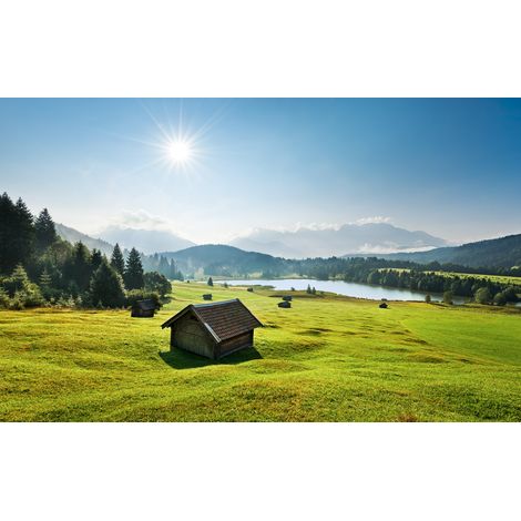 Papier peint panoramique naturel Prairie de Montagne devant Karwendel (1/4)