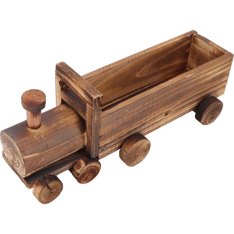 Pot de Fleurs en Forme de Train en Bois pour Plantes Succulentes, Décor de Jardin, Maison et Bureau