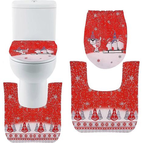 Décorations de Noël pour abattant de toilettes, housses de toilettes et tapis de salle de bain assortis (1/5)