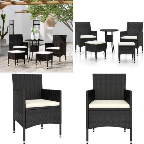 Salon de jardin 5 pcs Résine tressée Noir - Ensemble Salon De Jardin - Mobilier De Jardin - Table Basse - Chaises Pliantes - Set De Jardin - Home & Living
