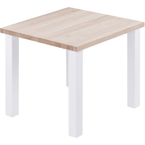 LAMO Manufaktur Esstisch Küchentisch, 60x60x76 cm (AxBxH), Classic, Roh / Weiss, LBG-01-A-001-9016Cl (1/5)