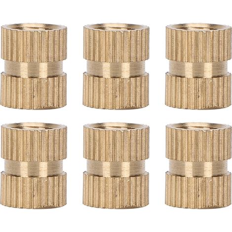 Écrous à moletage double face en laiton M6x10x8 - 100 pièces, inserts filetés pour fixation encastrée, accessoires pour fabrication artisanale (1/5)